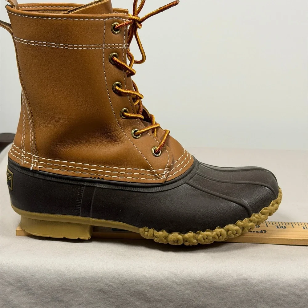 L.L. Bean Kids Size 4M Bean Boots 8-inch Duck Boots Tan Brown Made in USA 229685